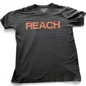 Parkour Jump REACH ESCAPE Tee Orange Black Double Sided Graphic T-Shirt Grunge L